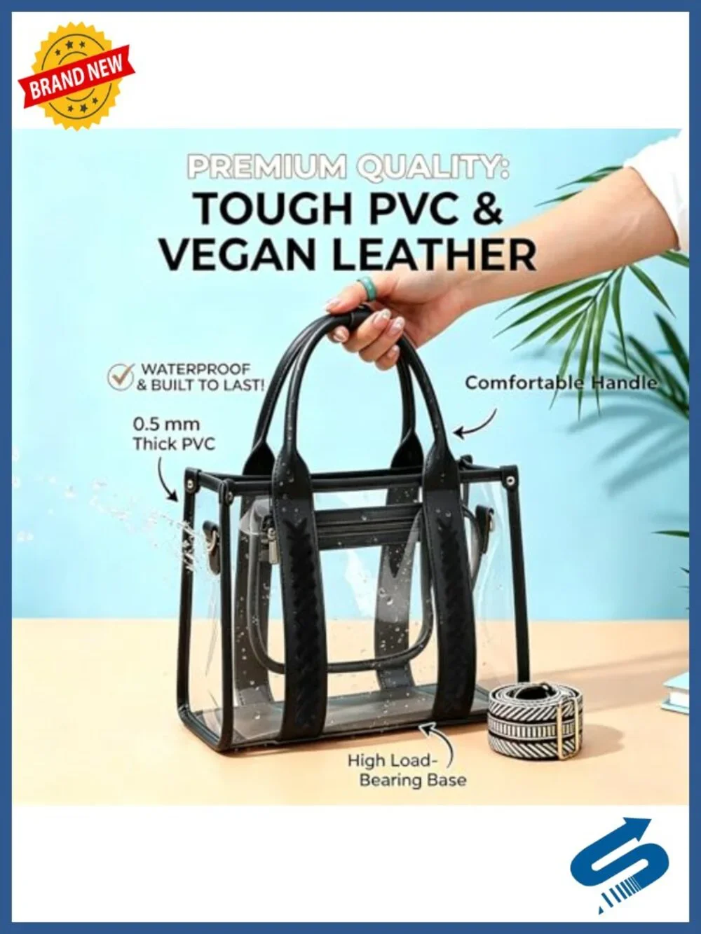 Clear Stadium Approved Tote Bag PVC Vegan Leather Crossbody for Concerts Work